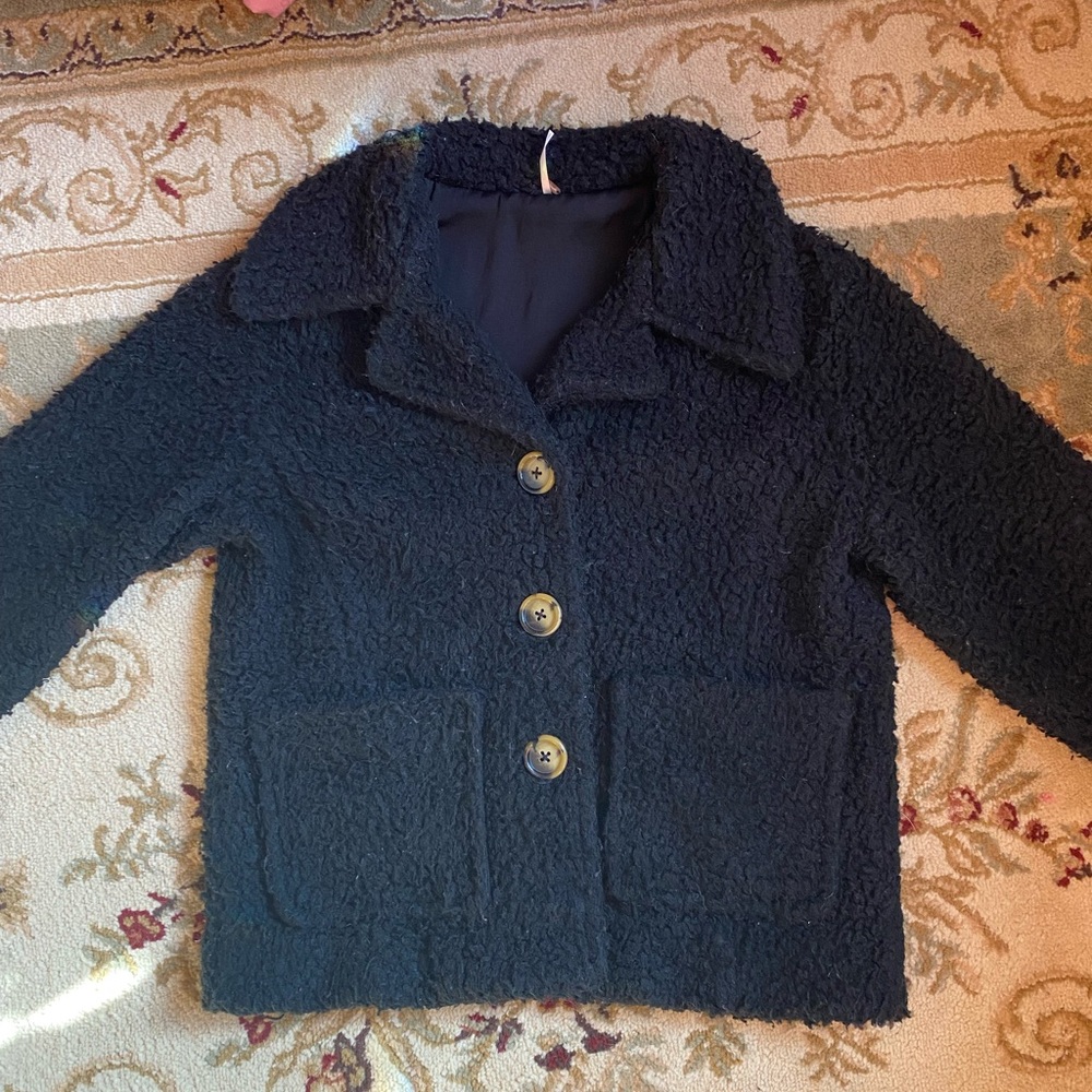 Free People Black Sherpa Jacket